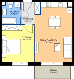 2 pokoje, mieszkanie 49,00 m², piętro 1, oferta nr Da.1.3, Puenta Morena, Gdańsk, Piecki-Migowo, ul. Morenowe Wzgórze 36, 38a, 38b