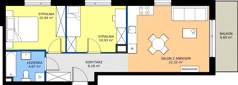 3 pokoje, mieszkanie 57,04 m², piętro 1, oferta nr Da.1.1, Puenta Morena, Gdańsk, Piecki-Migowo, ul. Morenowe Wzgórze 36, 38a, 38b
