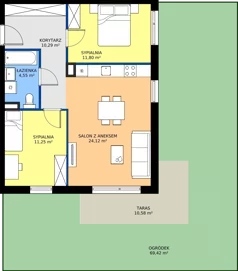 3 pokoje, apartament 62,01 m², parter, oferta nr Da.0.2, Puenta Morena, Gdańsk, Piecki-Migowo, ul. Morenowe Wzgórze 36, 38a, 38b