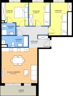 4 pokoje, apartament 85,15 m², piętro 1, oferta nr Da.1.5, Puenta Morena, Gdańsk, Piecki-Migowo, ul. Morenowe Wzgórze 36, 38a, 38b