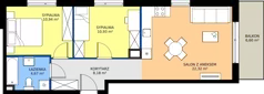 3 pokoje, mieszkanie 57,04 m², piętro 2, oferta nr Da.2.1, Puenta Morena, Gdańsk, Piecki-Migowo, ul. Morenowe Wzgórze 36, 38a, 38b