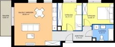 3 pokoje, mieszkanie 63,39 m², piętro 2, oferta nr Db.2.4, Puenta Morena, Gdańsk, Piecki-Migowo, ul. Morenowe Wzgórze 36, 38a, 38b