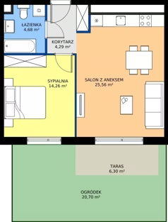 2 pokoje, mieszkanie 48,79 m², parter, oferta nr Da.0.4, Puenta Morena, Gdańsk, Piecki-Migowo, ul. Morenowe Wzgórze 36, 38a, 38b