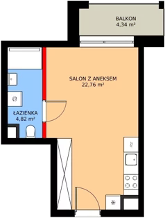 1 pokój, mieszkanie 27,58 m², piętro 1, oferta nr 1/M033, Stalowa Form 43.45, Warszawa, Praga Północ, Nowa Praga, ul. Stalowa