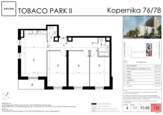 4 pokoje, mieszkanie 95,88 m², piętro 11, oferta nr 132, Tobaco Park II, Łódź, Polesie, Stare Polesie, ul. Mikołaja Kopernika