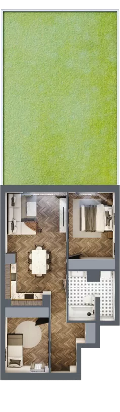3 pokoje, mieszkanie 60,00 m², parter, oferta nr 2, Małe Wilczyce, Wilczyce, ul. Zgodna / Życzliwa
