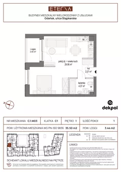 1 pokój, mieszkanie 35,50 m², piętro 1, oferta nr C.1.M03, ETERNA, Gdańsk, Śródmieście, ul. Stępkarska