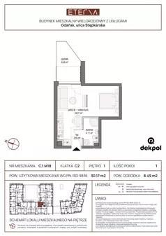 1 pokój, mieszkanie 26,48 m², piętro 1, oferta nr D.1.M11, ETERNA, Gdańsk, Śródmieście, ul. Stępkarska