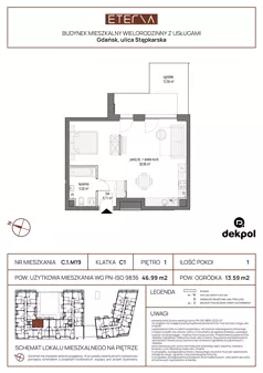 1 pokój, mieszkanie 47,32 m², piętro 2, oferta nr C.2.M21, ETERNA, Gdańsk, Śródmieście, ul. Stępkarska