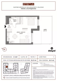 1 pokój, mieszkanie 38,75 m², piętro 2, oferta nr C.2.M22, ETERNA, Gdańsk, Śródmieście, ul. Stępkarska