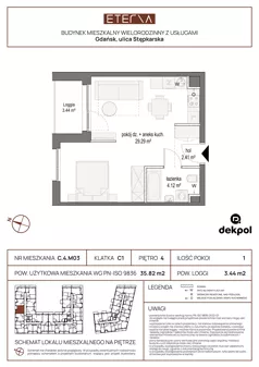 1 pokój, apartament 35,82 m², piętro 4, oferta nr C.4.M03, ETERNA, Gdańsk, Śródmieście, ul. Stępkarska