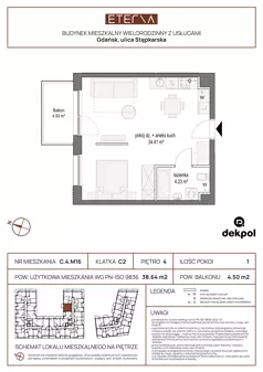 1 pokój, mieszkanie 38,64 m², piętro 4, oferta nr C.4.M16, ETERNA, Gdańsk, Śródmieście, ul. Stępkarska