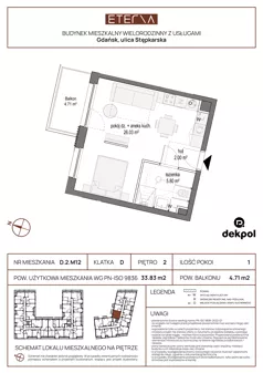1 pokój, mieszkanie 33,83 m², piętro 2, oferta nr D.2.M12, ETERNA, Gdańsk, Śródmieście, ul. Stępkarska