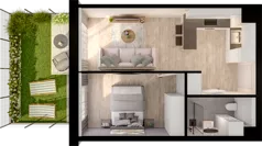2 pokoje, mieszkanie 36,96 m², piętro 3, oferta nr B1.48, Osiedle Chabrowe, Starogard Gdański, ul. Gen. Stanisław Sosabowskiego