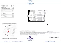 2 pokoje, mieszkanie 36,96 m², piętro 3, oferta nr B1.48, Osiedle Chabrowe, Starogard Gdański, ul. Gen. Stanisław Sosabowskiego