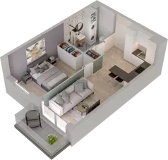2 pokoje, mieszkanie 36,96 m², piętro 3, oferta nr B1.48, Osiedle Chabrowe, Starogard Gdański, ul. Gen. Stanisław Sosabowskiego