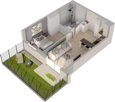 2 pokoje, mieszkanie 41,67 m², parter, oferta nr B2.02, Osiedle Chabrowe, Starogard Gdański, ul. Gen. Stanisław Sosabowskiego