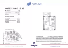 2 pokoje, mieszkanie 35,73 m², piętro 1, oferta nr 16.13, Osiedle Pastelowe - VI etap, Gdańsk, Ujeścisko-Łostowice, Łostowice, ul. Pastelowa