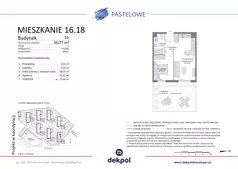 2 pokoje, mieszkanie 36,77 m², piętro 1, oferta nr 16.18, Osiedle Pastelowe, Gdańsk, Orunia Górna-Gdańsk Południe, Gdańsk-Południe, ul. Pastelowa
