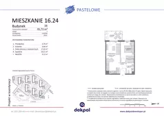 2 pokoje, mieszkanie 35,73 m², piętro 2, oferta nr 16.24, Osiedle Pastelowe - VI etap, Gdańsk, Ujeścisko-Łostowice, Łostowice, ul. Pastelowa