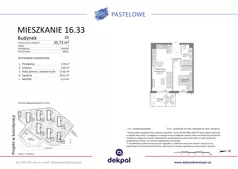 2 pokoje, mieszkanie 35,73 m², piętro 3, oferta nr 16.33, Osiedle Pastelowe - VI etap, Gdańsk, Ujeścisko-Łostowice, Łostowice, ul. Pastelowa