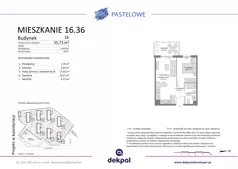 2 pokoje, mieszkanie 35,73 m², piętro 3, oferta nr 16.36, Osiedle Pastelowe - VI etap, Gdańsk, Ujeścisko-Łostowice, Łostowice, ul. Pastelowa