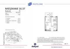 2 pokoje, mieszkanie 35,73 m², piętro 3, oferta nr 16.37, Osiedle Pastelowe - VI etap, Gdańsk, Ujeścisko-Łostowice, Łostowice, ul. Pastelowa