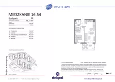 2 pokoje, mieszkanie 36,77 m², piętro 4, oferta nr 16.54, Osiedle Pastelowe - VI etap, Gdańsk, Ujeścisko-Łostowice, Łostowice, ul. Pastelowa