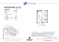 2 pokoje, mieszkanie 36,87 m², piętro 4, oferta nr 16.55, Osiedle Pastelowe - VI etap, Gdańsk, Ujeścisko-Łostowice, Łostowice, ul. Pastelowa