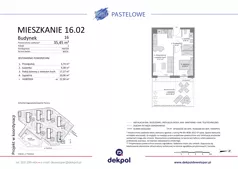 2 pokoje, mieszkanie 35,45 m², parter, oferta nr 16.02, Osiedle Pastelowe, Gdańsk, Orunia Górna-Gdańsk Południe, Gdańsk-Południe, ul. Pastelowa