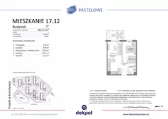 2 pokoje, mieszkanie 35,73 m², piętro 1, oferta nr 17.12, Osiedle Pastelowe - VI etap, Gdańsk, Ujeścisko-Łostowice, Łostowice, ul. Pastelowa