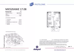 2 pokoje, mieszkanie 35,73 m², piętro 1, oferta nr 17.08, Osiedle Pastelowe - VI etap, Gdańsk, Ujeścisko-Łostowice, Łostowice, ul. Pastelowa