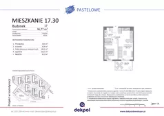 2 pokoje, mieszkanie 36,77 m², piętro 2, oferta nr 17.30, Osiedle Pastelowe - VI etap, Gdańsk, Ujeścisko-Łostowice, Łostowice, ul. Pastelowa
