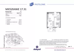 2 pokoje, mieszkanie 36,87 m², piętro 2, oferta nr 17.31, Osiedle Pastelowe, Gdańsk, Orunia Górna-Gdańsk Południe, Gdańsk-Południe, ul. Pastelowa