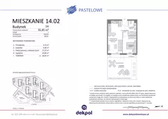 2 pokoje, mieszkanie 35,73 m², piętro 2, oferta nr 14.20, Osiedle Pastelowe - V etap, Gdańsk, Ujeścisko-Łostowice, Łostowice, ul. Pastelowa