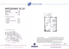 2 pokoje, mieszkanie 35,73 m², piętro 2, oferta nr 14.24, Osiedle Pastelowe - V etap, Gdańsk, Ujeścisko-Łostowice, Łostowice, ul. Pastelowa