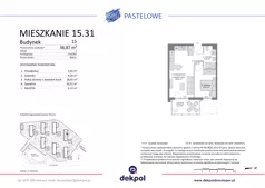 2 pokoje, mieszkanie 36,87 m², piętro 2, oferta nr 15.31, Osiedle Pastelowe - V etap, Gdańsk, Ujeścisko-Łostowice, Łostowice, ul. Pastelowa