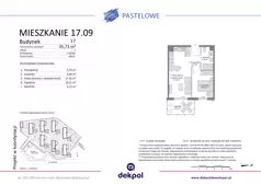2 pokoje, mieszkanie 35,73 m², piętro 1, oferta nr 17.09, Osiedle Pastelowe - VI etap, Gdańsk, Ujeścisko-Łostowice, Łostowice, ul. Pastelowa