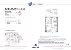 2 pokoje, mieszkanie 35,73 m², piętro 2, oferta nr 14.20, Osiedle Pastelowe - V etap, Gdańsk, Ujeścisko-Łostowice, Łostowice, ul. Pastelowa