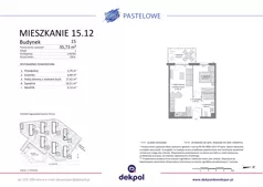 2 pokoje, mieszkanie 35,73 m², piętro 1, oferta nr 15.12, Osiedle Pastelowe - V etap, Gdańsk, Ujeścisko-Łostowice, Łostowice, ul. Pastelowa