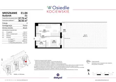 2 pokoje, mieszkanie 36,57 m², piętro 1, oferta nr E2.15, Osiedle Kociewskie III, Rokitki, ul. Tczewska
