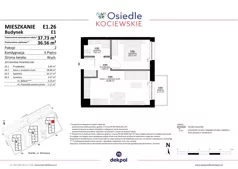 2 pokoje, mieszkanie 36,56 m², piętro 2, oferta nr E1.26, Osiedle Kociewskie III, Rokitki, ul. Tczewska