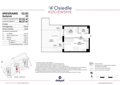 2 pokoje, mieszkanie 36,56 m², piętro 1, oferta nr E1.16, Osiedle Kociewskie III, Rokitki, ul. Tczewska