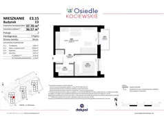 2 pokoje, mieszkanie 36,57 m², piętro 1, oferta nr E3.15, Osiedle Kociewskie III, Rokitki, ul. Tczewska