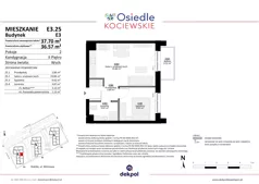 2 pokoje, mieszkanie 36,57 m², piętro 2, oferta nr E3.25, Osiedle Kociewskie V, Rokitki, ul. Tczewska