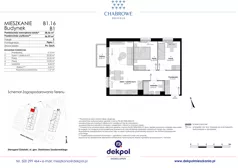 3 pokoje, mieszkanie 56,99 m², piętro 1, oferta nr B1.16, Osiedle Chabrowe, Starogard Gdański, ul. Gen. Stanisław Sosabowskiego