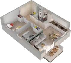 3 pokoje, mieszkanie 56,99 m², piętro 1, oferta nr B1.16, Osiedle Chabrowe, Starogard Gdański, ul. Gen. Stanisław Sosabowskiego