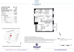 3 pokoje, mieszkanie 60,80 m², piętro 2, oferta nr B1.31, Osiedle Chabrowe, Starogard Gdański, ul. Gen. Stanisław Sosabowskiego