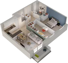3 pokoje, mieszkanie 60,80 m², piętro 2, oferta nr B1.31, Osiedle Chabrowe, Starogard Gdański, ul. Gen. Stanisław Sosabowskiego