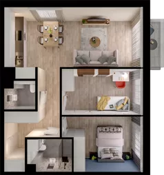 3 pokoje, mieszkanie 59,67 m², piętro 3, oferta nr B1.43, Osiedle Chabrowe, Starogard Gdański, ul. Gen. Stanisław Sosabowskiego